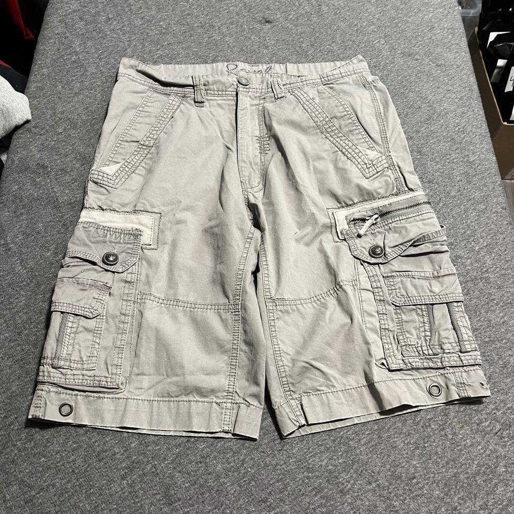 Royal Premium Mens Cargo Shorts Khaki Tan Cotton Utility Multi Pocket Size 31